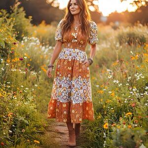 dRA Los Angeles Dress Small Bohemian Boho Cottagecore Prairie  Cottage Peasant